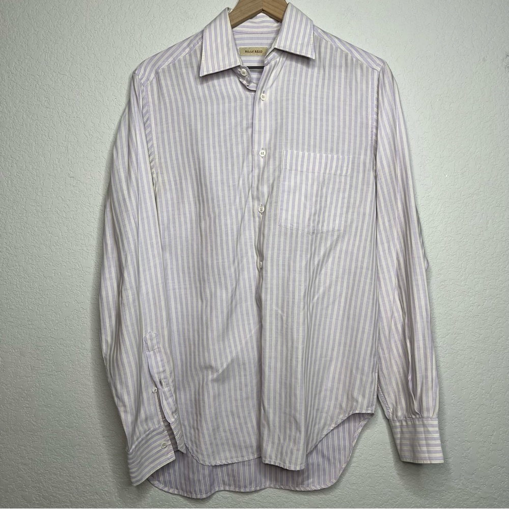 Billy Reid Lavender and Cream Striped Dress Shirt
